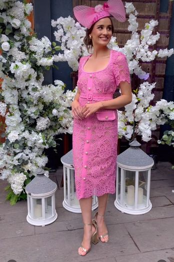 pink lace dress