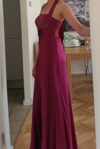Satin halter-neck ball gown