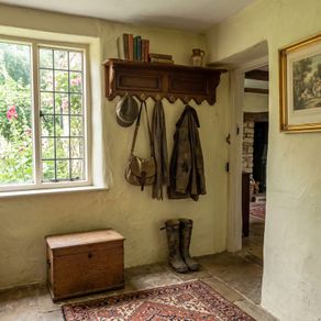 Very nice old hand carved coatrack with shelf