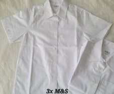M&S White School Shirts - short sleeves,  size: 7-8 yrs