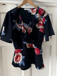 Navy Floral Blouse