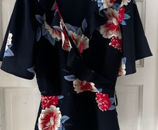 Navy Floral Blouse