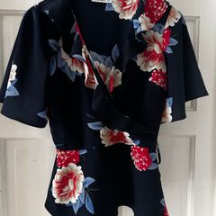 Navy Floral Blouse