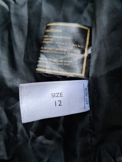 Vintage long leather jacket coat black Size 12 halloween party costume