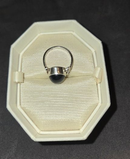 925 Sterling Silver & Black Onyx Stone Ring - Size 7/N