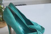ALDO suede aqua peep toe heels Sz 40 (Fit 7UK)