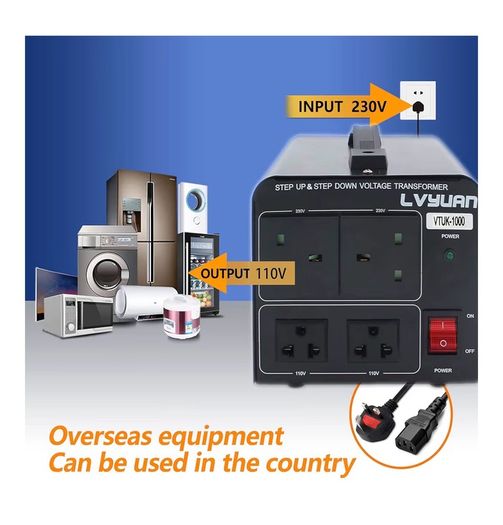 LVYUAN 1000W Voltage Transformer 220V 110V Step Up & Step Down Converter UK to US Dual 110V & 220V outlets