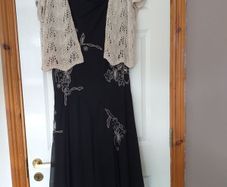 Jacques Vert Dress with Beige Cardigan - Size 18