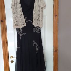 Jacques Vert Dress with Beige Cardigan - Size 18