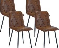 Set of 4 Dining Chairs for Dining Room, Faux Suede Kitchen Chairs, Brown