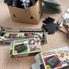 Vintage 1980s Scalextric Lot, Sound Track, Fuel Tank, Pitstop Set, Track and Controllers