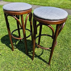 Pair of Vintage Thonet Style Bentwood Cafe Bar Stools Excellent Condition