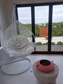 White Boucle Extra Large Egg Chair New