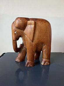 Vintage hand carved wooden elephant
