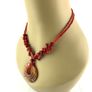 Vintage Red Coral Necklace with Murano glass pendant: Beaded  Necklace Image 4