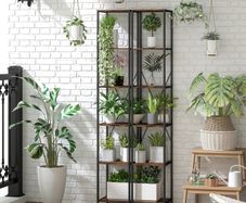 2-Pack 6-Tier Bookshelf, Steel Frame, for Living Room, Office, Bedroom, Rustic Brown