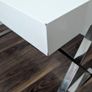 Modern white desk with chrome cross legs Image 4