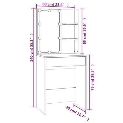Dressing Table with LED White 60x40x140 cm