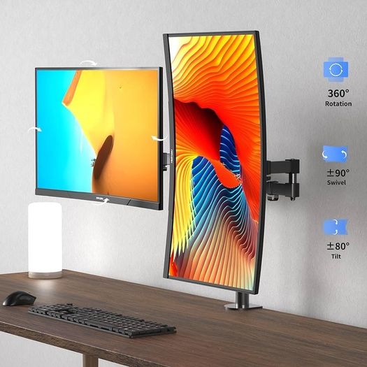 NEW SALE | Dual Monitor Mount, Double Monitor Arm for 13-32 inch LCD LED Screens, Tilt Swivel Rotation Height Adjustable PC Monitor Arm Desk Mount up to 10kg VESA 75/100mm Monitor Stand