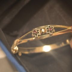 Beautiful Antique 1/10 9ct Gold Victorian Bangle 13g Real Stones Pristine