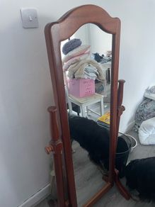 Standing wooden mirror