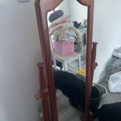 Standing wooden mirror