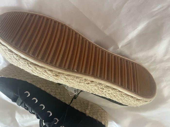 Black Espadrille lace up shoes size UK 6