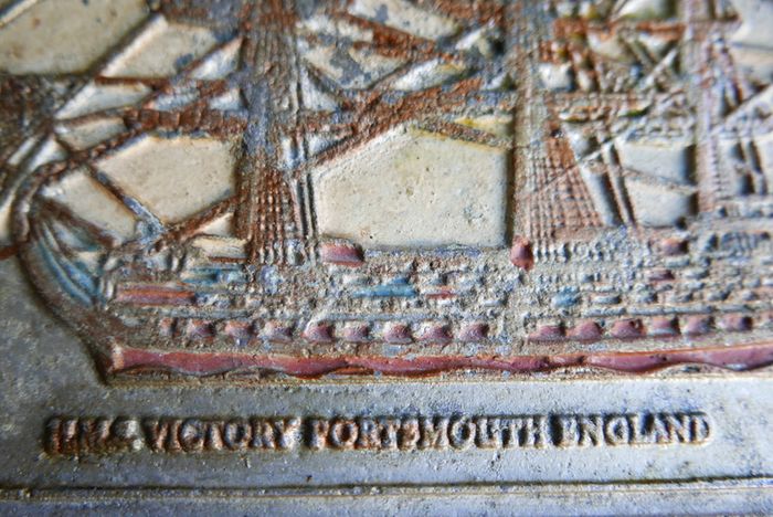 HMS Victory , Portsmouth , Vintage aluminum plate 10" x 6,5"