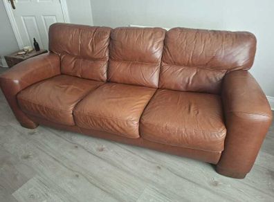 Brown Calf Leather Sofa for Sale