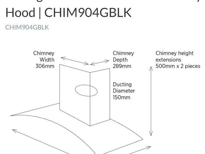 Belling 90cm Curved Glass Chimney Hood