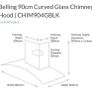 Belling 90cm Curved Glass Chimney Hood Image 3