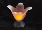Pink tulip shaped frosted glass vase.