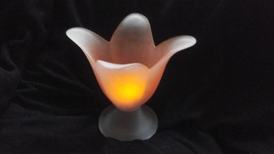 Pink tulip shaped frosted glass vase.