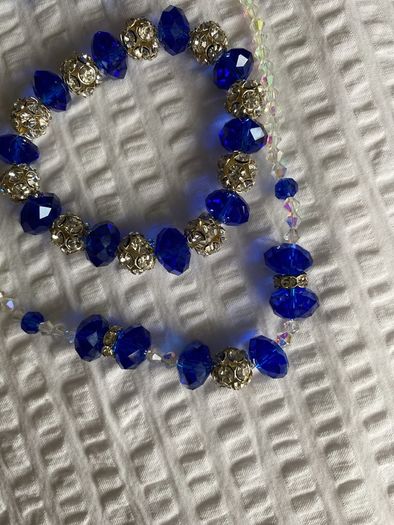 Glittery Beaded Necklace, Bracelet and Earrings Set