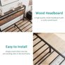 Double Bed Frame with Wooden Storage Shelf Headboard Image 4