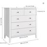White Chest of Drawers Bedroom Dresser with 5 Drawers 80x40x80 cm Image 2