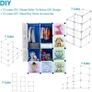 Cartoon Clothes Closet Wardrobe DIY Modular Storage Organizer, Sturdy and Safe for Children, 8 Cubes & 2 Hanging Sections, Blue, 110 x 47 x 147 cm Image 2