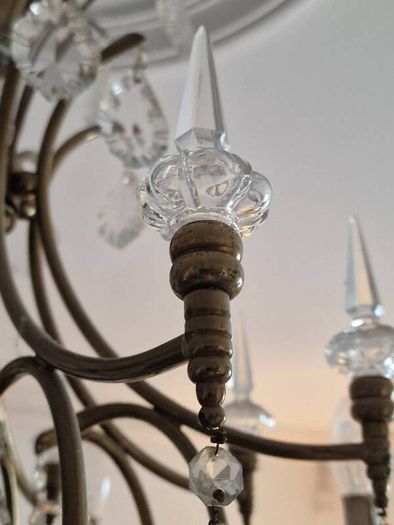 Old Brass&Cut Glass Chandelier