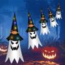FREE SHIPPING Halloween Decorations Outdoor, Hanging Ghosts, Flying Ghost Hats, 5Pcs Halloween Glowing Witch Hats with Led LIghts, Scary Halloween Decor Outdoor Indoor for Home Image 2