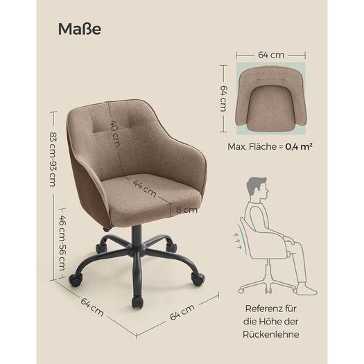 Office Chair Swivel Desk Chair padded  Height Adjustable 110kg Load Capacity Breathable Fabric Study