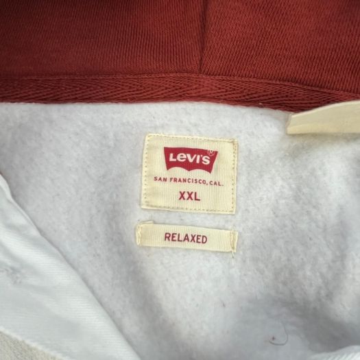 Levi's Mens White/Brown Fillmore Rugby Hoodie Size 2XL - Relaxed Fit