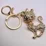 Created Black & White Austrian Crystal Cat Keychain In Yellow Gold Tone Image 7