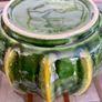 Vintage Whimsical Green Yellow Melon Bowl Flower Pot Holder Olfaire Portugal Image 9