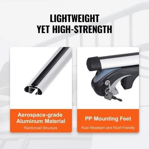 Roof Rack Crossbar 135.1 cm Length for Vehicle w/ Raised Side Rail