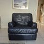 Black leather corner sofa and recliner chair Image 3