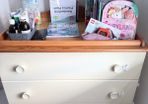 Wooden changing table with dresser