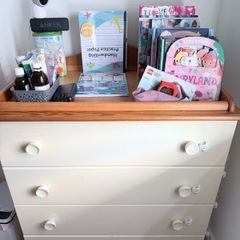 Wooden changing table with dresser