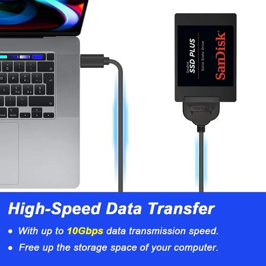 SATA to USB Adapter, USB Type C to SATA External Hard Drive Converter for 2.5 inch SATA HDD SSD,Support UASP 6Gbps SATA to USB C Adapter Cable