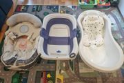 Baby Bundle: bathtub, playmat, Rocker for stroller and Rocker (sit-on), pillows