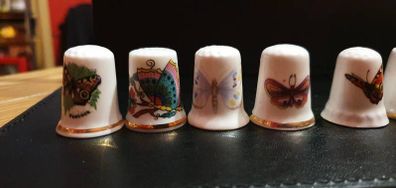 Collection of Bone China Thimbles Insect Themed